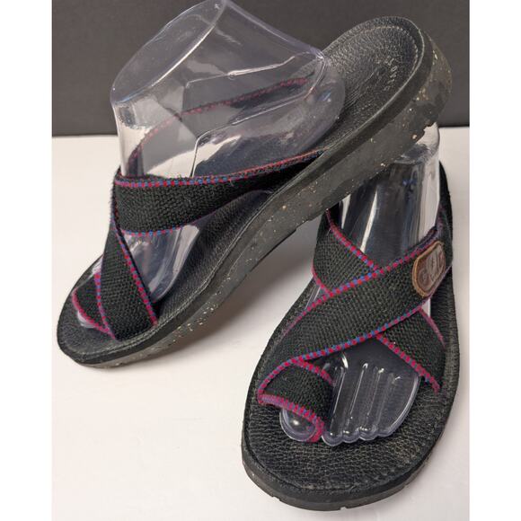 Vtg Dead Tread Grateful Dead Sandals MENS SIZE 10 Black Red Blue Trim Skeleton main image 10